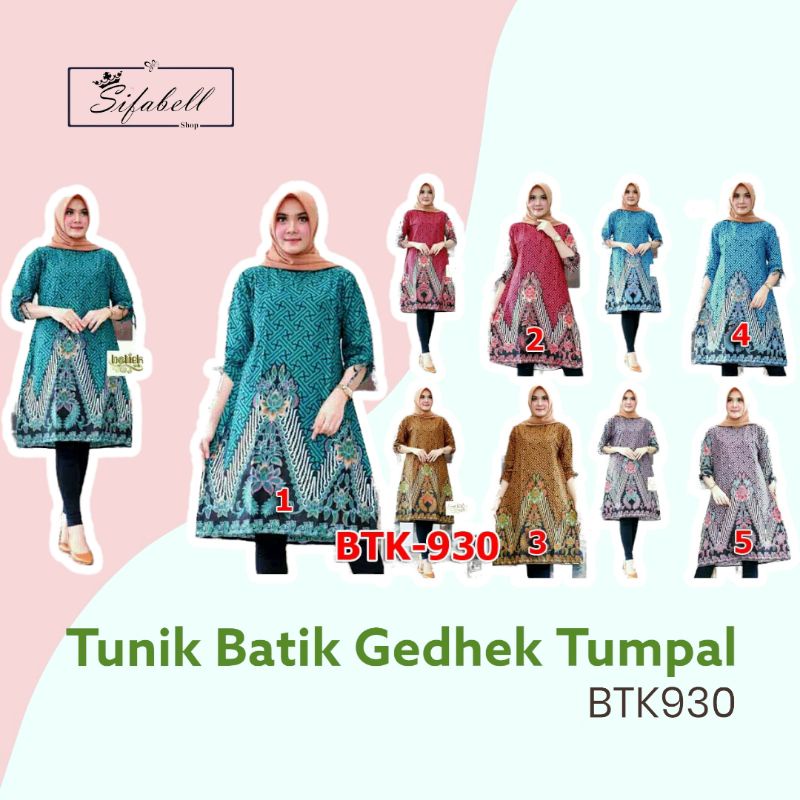 Tunik Wanita Batik Gedhek Tumpal Katun Premium BTK930