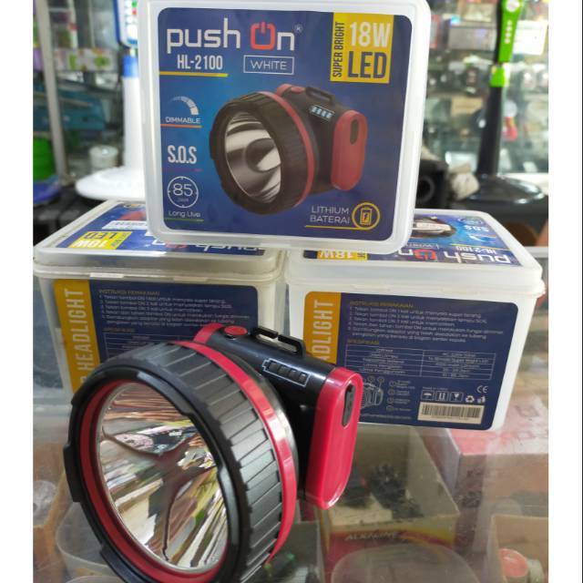 Senter Kepala - Headlamp Push On HL-2100 18Watt white / warm