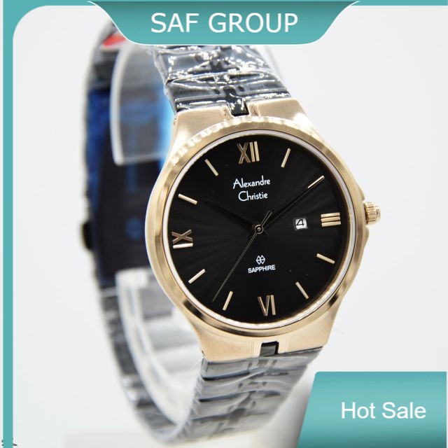 JAM TANGAN WANITA ALEXANDRE CHRISTIE AC 8541 / AC8541 SOFT ROSEGOLD BLACK ORIGINAL by plp
