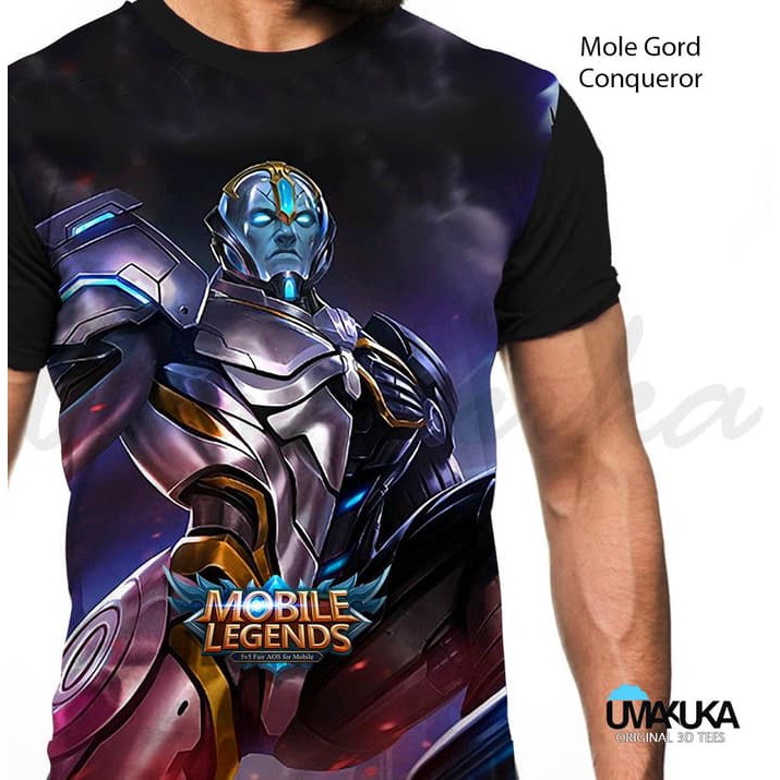 tshirt kaos game mobile legend ML gord conqueror skin baju umakuka 3d original premium terbaru