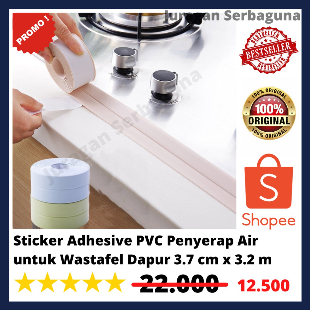 Stiker Adhesive PVC Penyerap Air untuk Wastafel Dapur 3.7 cm x 3.2 m