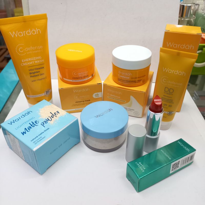 [BISA COD] WARDAH C-DEFENSE SET MAKEUP & SKINCARE 6in1