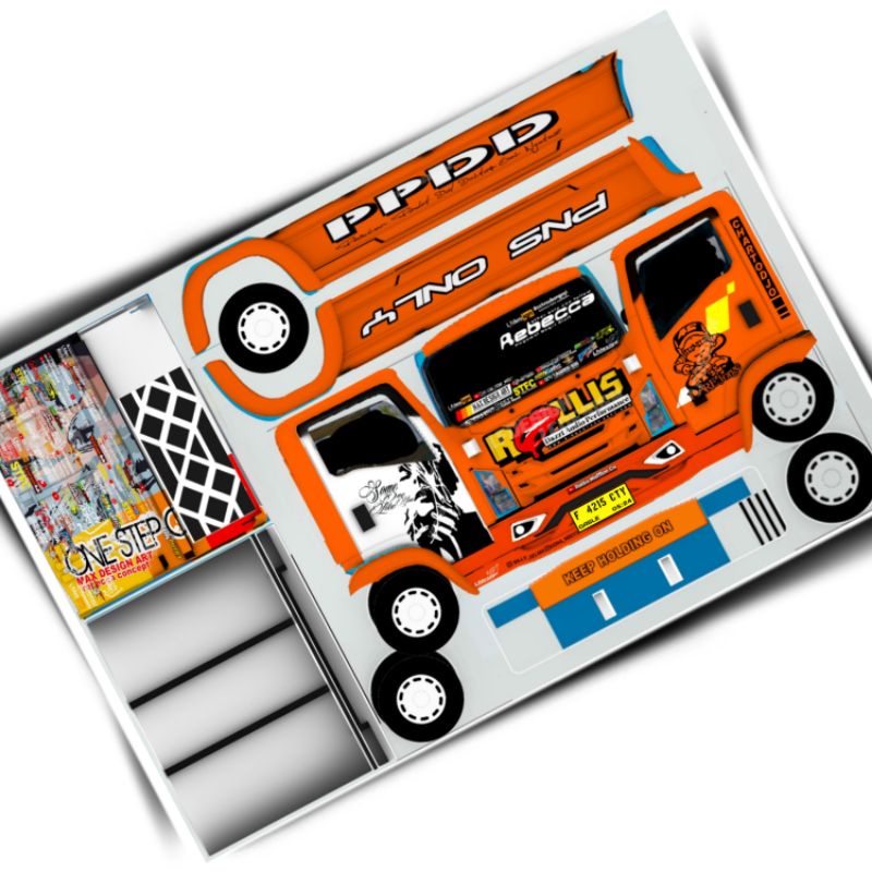 lembaran pola stiker truk oleng ROLIS
