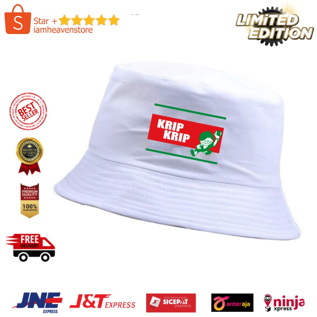 Bucket hat Krip Krip Snack Jadul 90an topi buket hat keren lucu unik terbaru polos putih klasik