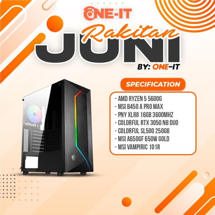 PC RAKITAN Ryzen 5 5600G | RTX 3050 | RAM 16GB | SSD 250GB