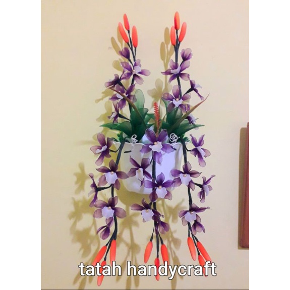 bunga hias dinding/bunga anggrek/bunga handmade
