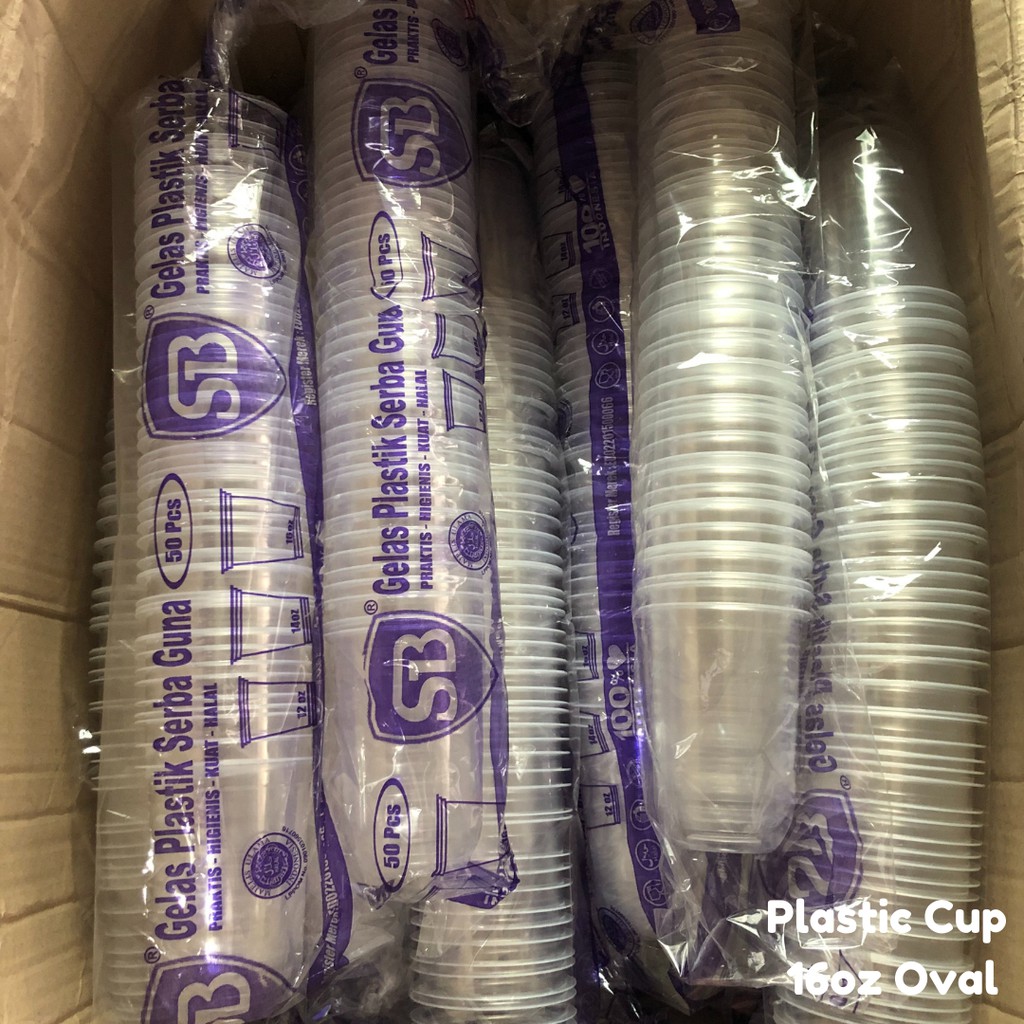 Gelas Plastik 16oz oval / Gelas Plastik Oval / Plastik Cup / Cup Minuman Tanpa Tutup