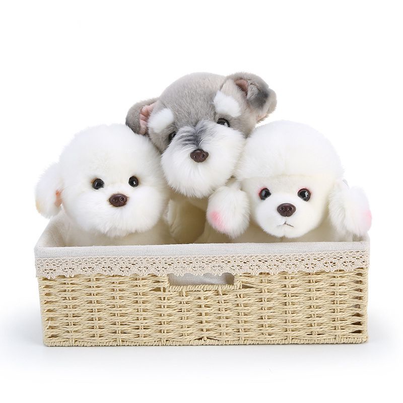 Mainan Boneka Stuffed Plush Simulasi Anjing Warna Putih Untuk Anak Perempuan