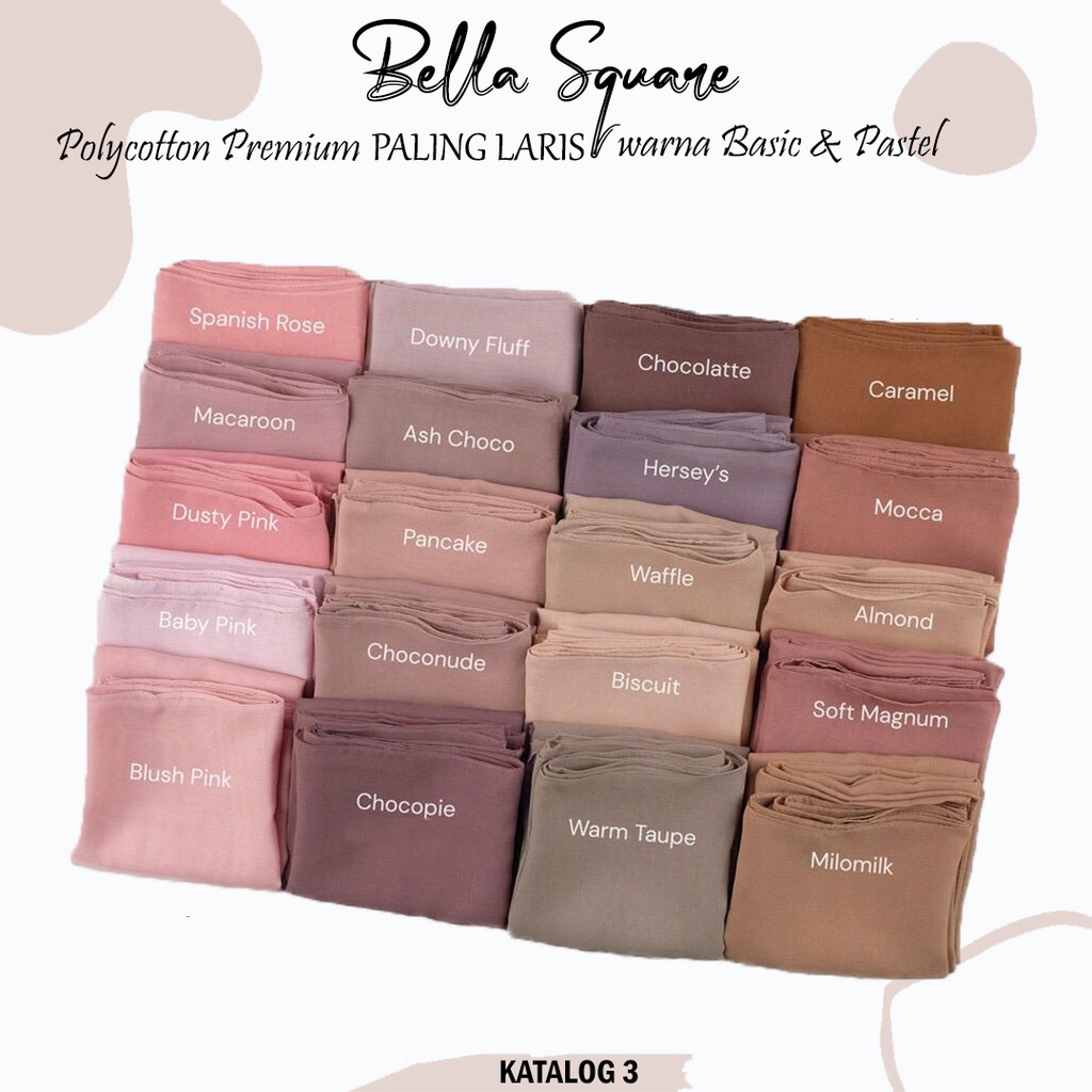 Kerudung Bella Square Hijab Segi Empat Polycotton Premium / Jilbab Square Premium Fashion Wanita Muslim / Fashion Muslim Wanita