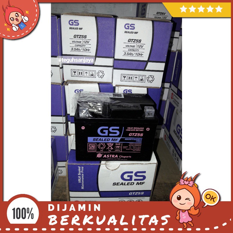Accu / Akik Gtz5S ( Motor Honda / Yamaha ) Asli Gs Astra Otoparts Sparepart Motor Murah