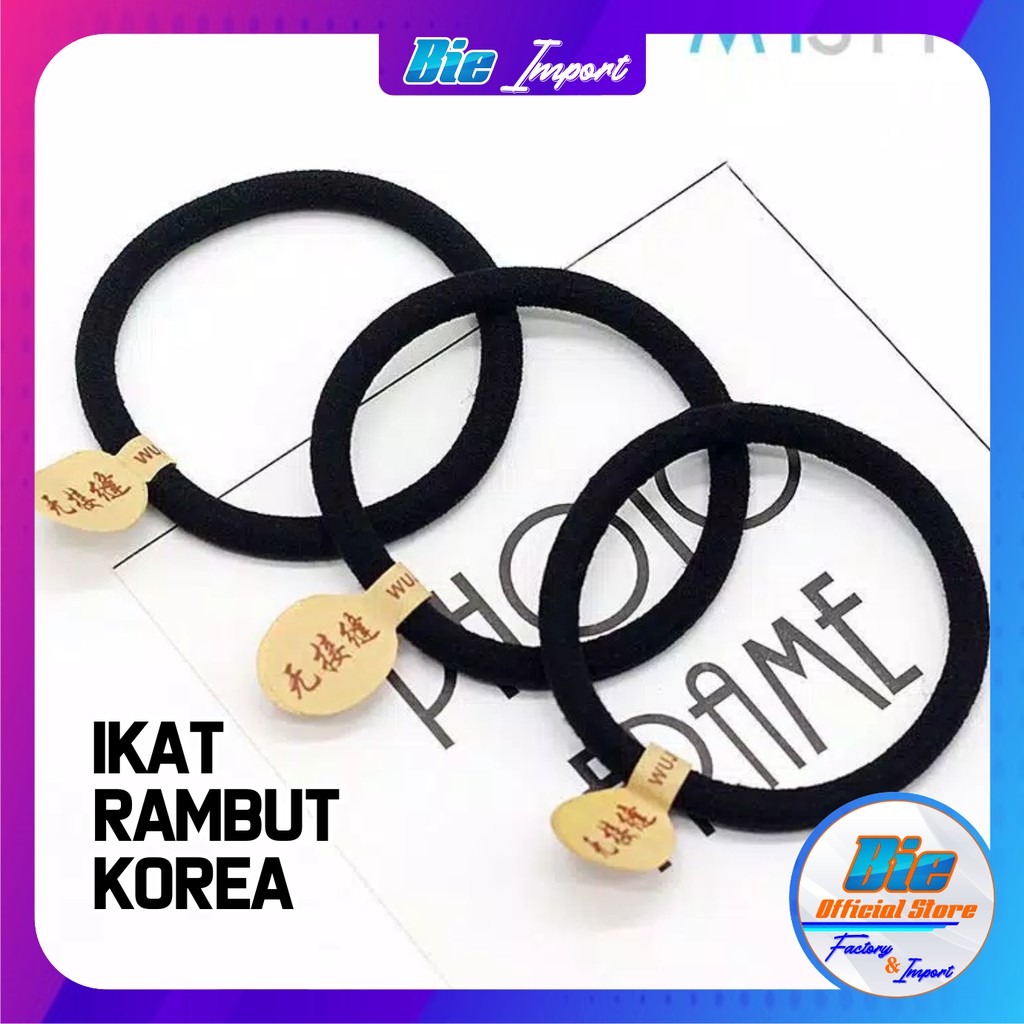 Ikat Rambut Dewasa Polos Hitam Jumbo Elastis Korea Style Import / Kunciran rambut