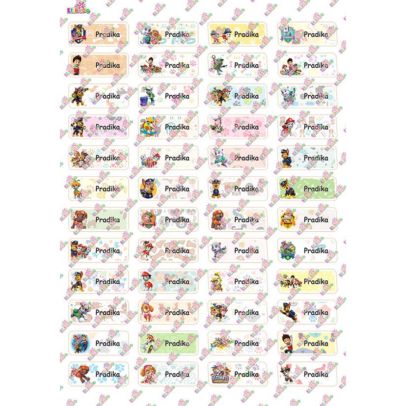 

LABEL NAMA PAW PATROL 192 STIKER - ANTI AIR/ROBEK/LUNTUR-1 Nama PP1XS1