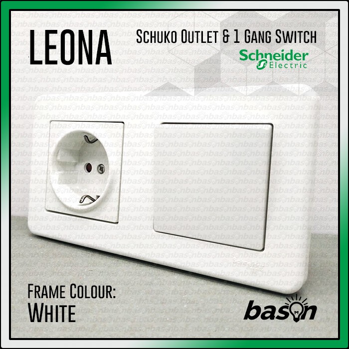 SCHNEIDER Leona Double Outlet - Stop Kontak &amp; Saklar Kombinasi