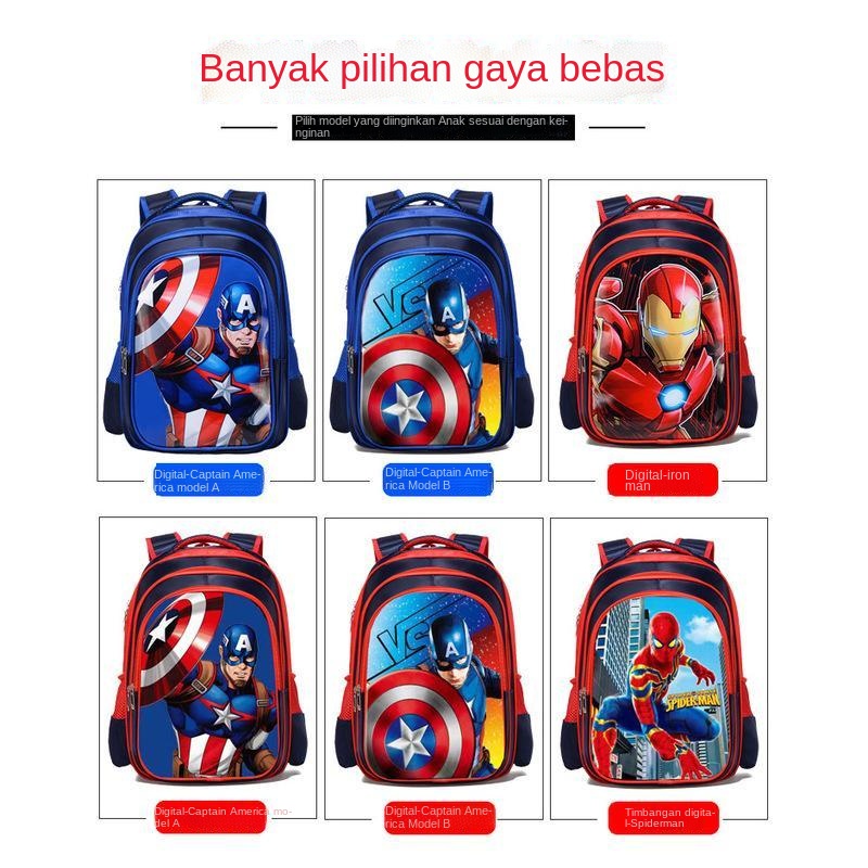 Tas Ultraman Tas Sekolah Berkualitas Tinggi untuk Siswa Sekolah Dasar Tas Ransel Kartun Beku untuk Anak Laki-Laki dan Perempuan Tas Spiderman