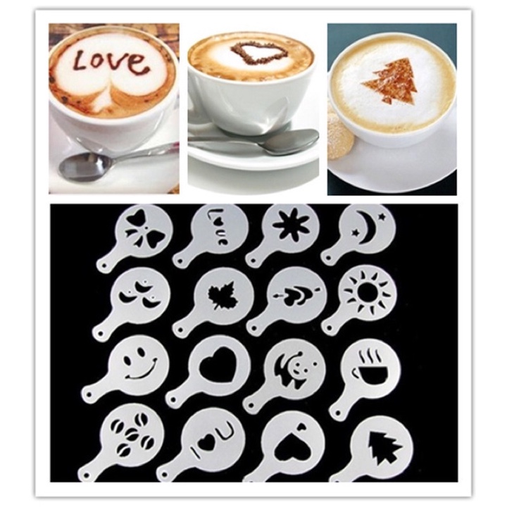 

cetakan foam latte art 1 pack isi 16 biji/cetakan desai kopi art latte cantik