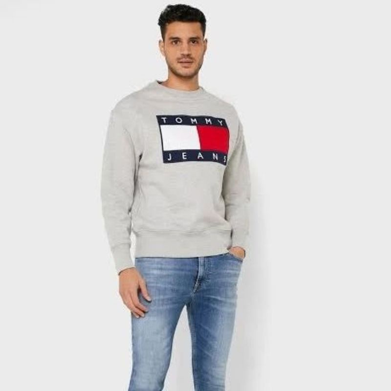Crewneck Tommy Jeans Big Logo ( Grey ) Original Termurah