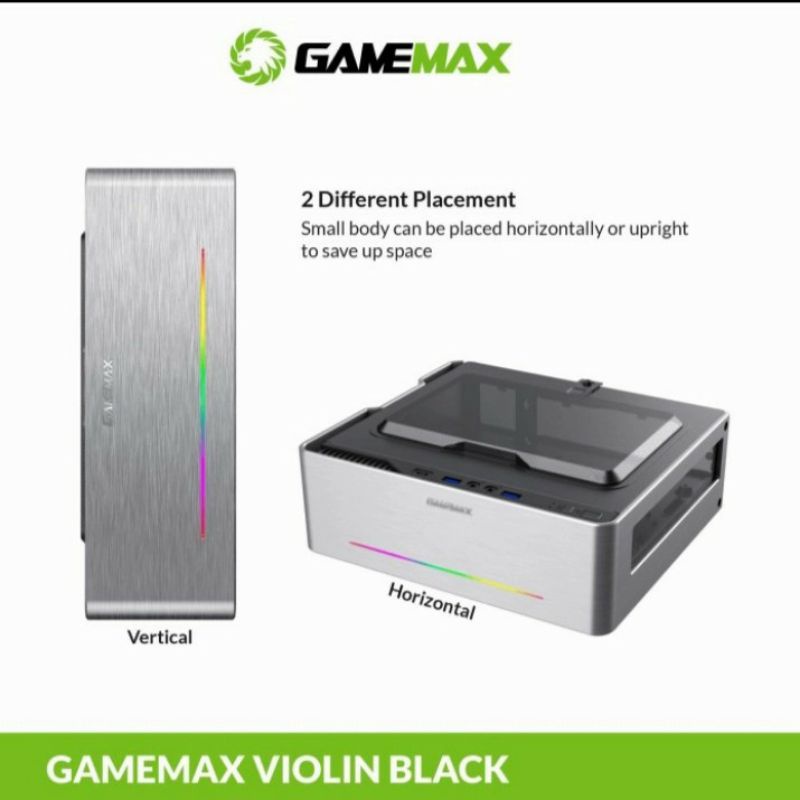 Gamemax Violin Ultra Slim Mini-ITX PC Case with LED Rainbow