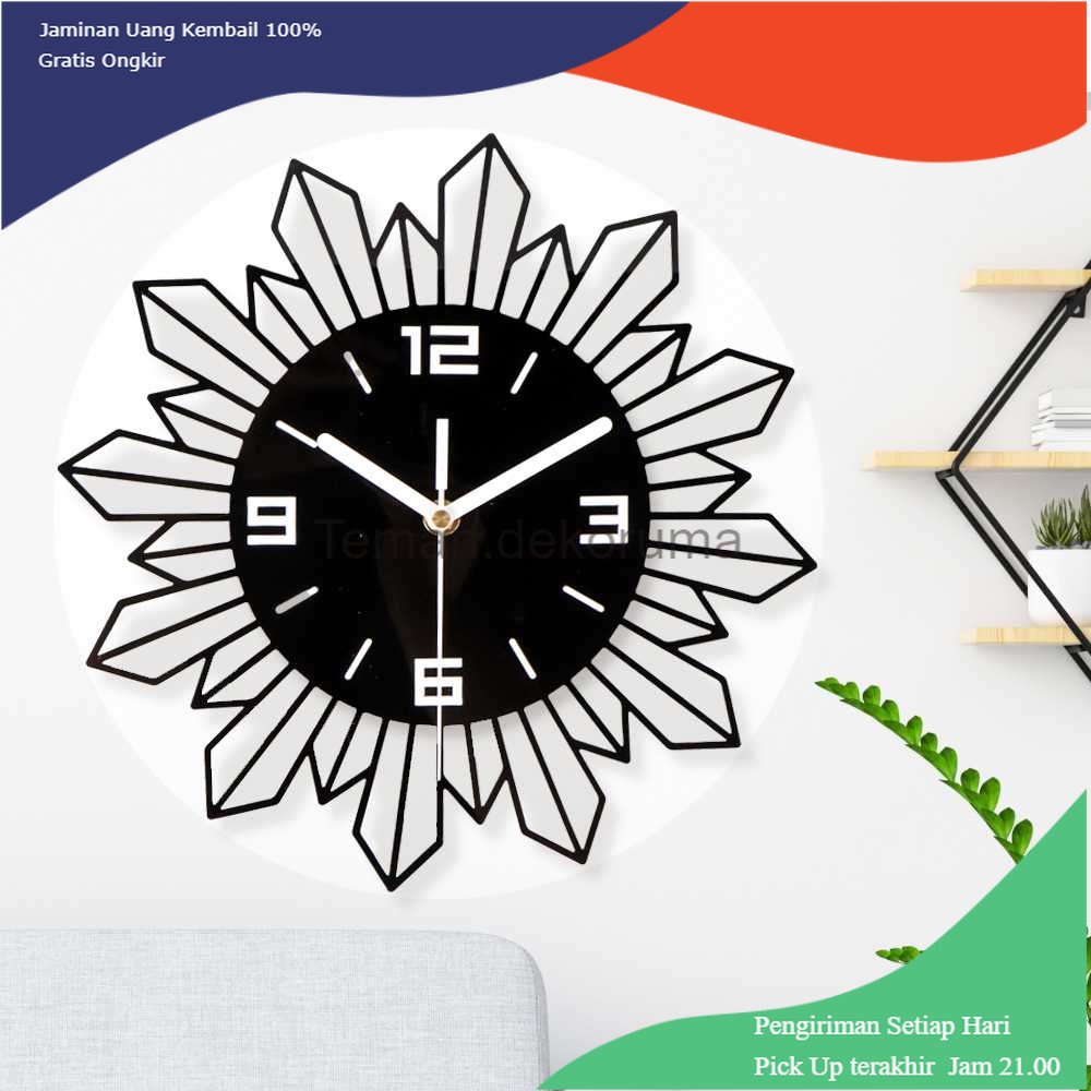 TD - RMH VOSARREA Jam Dinding Quartz Creative Design Geometric 30CM - E160