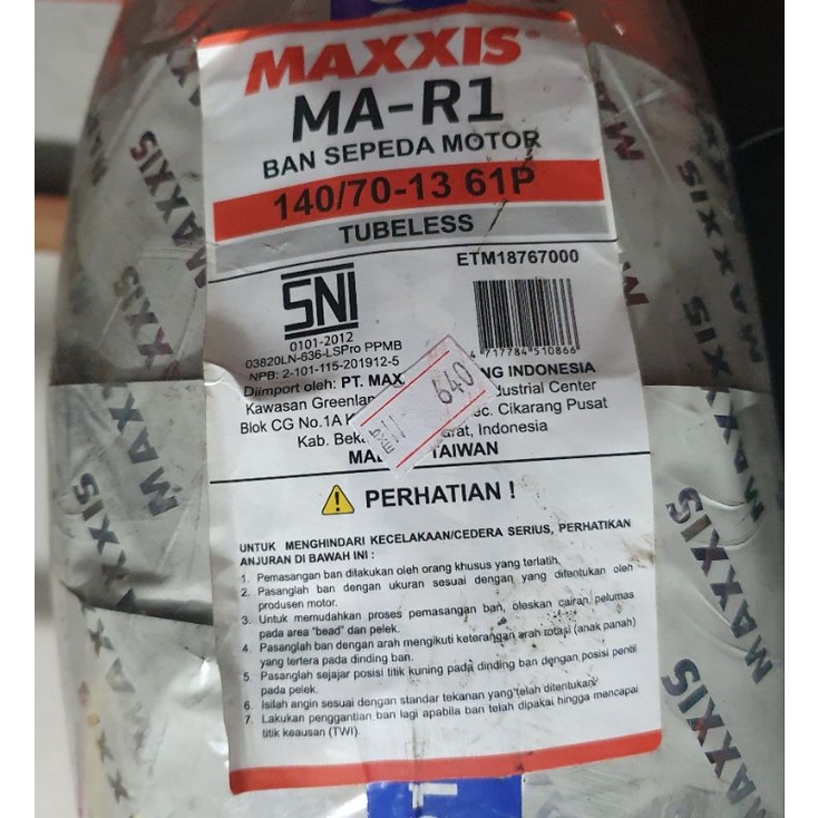 Ban MAXXIS MA R1 140/70-13 Ban belakang Yamaha Nmax velg ring 13