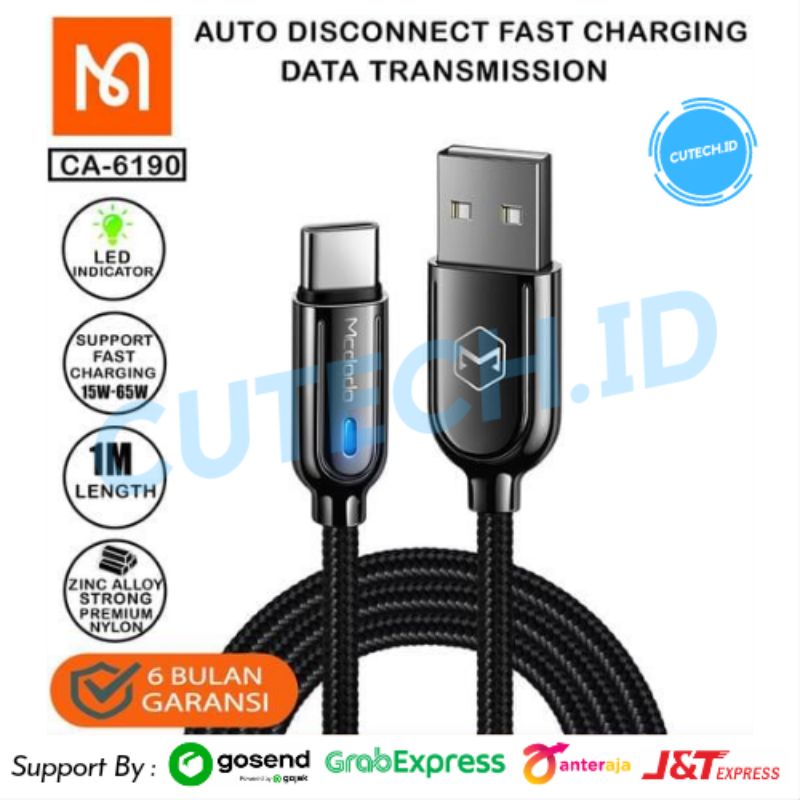 MCDODO KABEL DATA TYPE C FAST CHARGING AUTOMATIC QC 3.0 GEN 2 65W