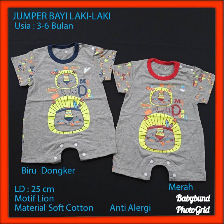 Jumper Bayi Laki-laki Motif Lion Usia 3-6 Bulan Piteku Baju Anak Bayi Cowok