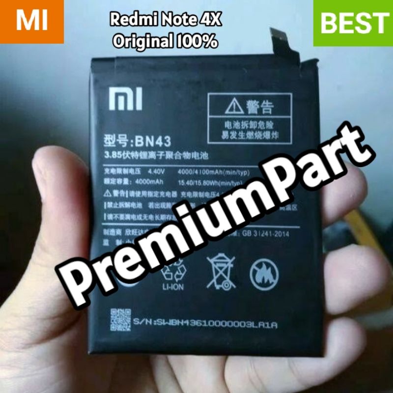 Baterai Battery Batre Xiaomi Redmi Note 4X Snapdragon BN43 BN 43 Original 100% .