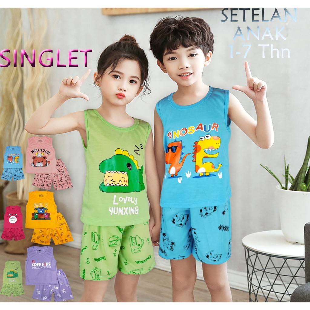 SETELAN SINGLET BAYI DAN ANAK PEREMPUAN 0-7 TAHUN