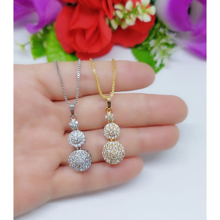 Set Kalung+Liontin Xuping Full Permata lapis emas 18k 063.064