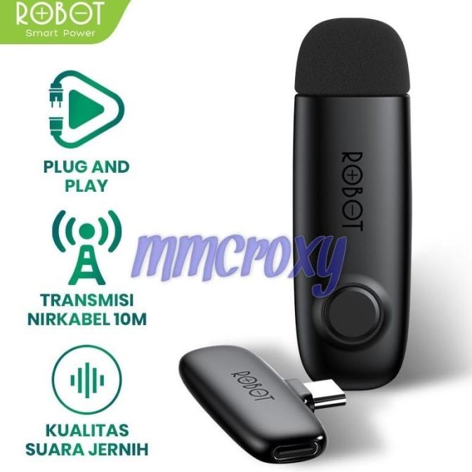 Robot RS20 Wireless Microphone Bluetooth 5.1 Clip On Jepit Type C