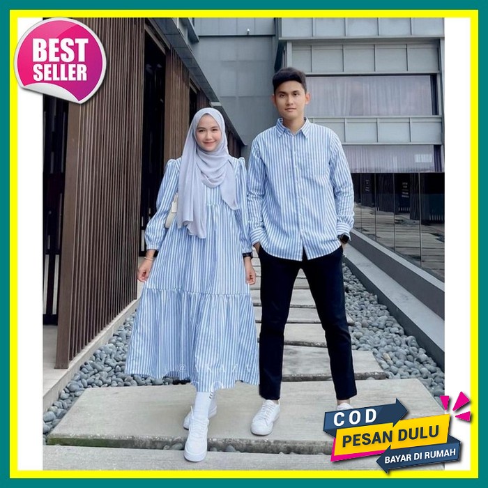 [H649] Gamis Couple Pasangan Terbaru 2021 Abu Abu Sarimbit Kondangan Pasangan Couple Suami Istri Ter