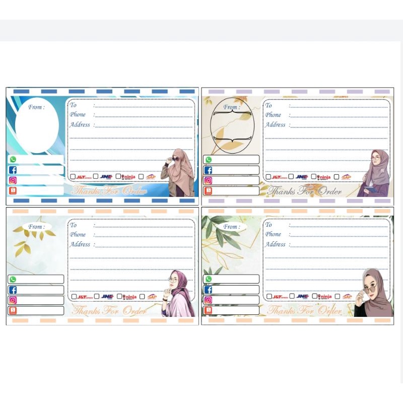 Custom Label Pengiriman Olshop isi 50 lembar fashion hijab