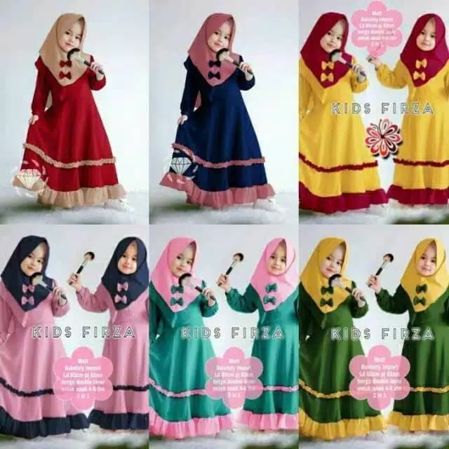 Firza kids/ Size S | M | L | XL/Gamis anak /syari anak /MOSCREPE HQ