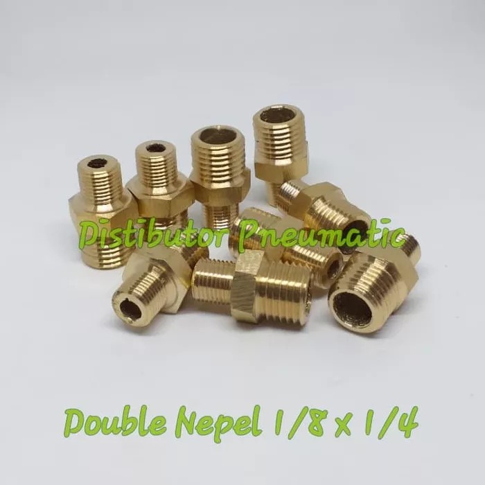 Double Nepel Brass Kuningan 1/8 x 1/4