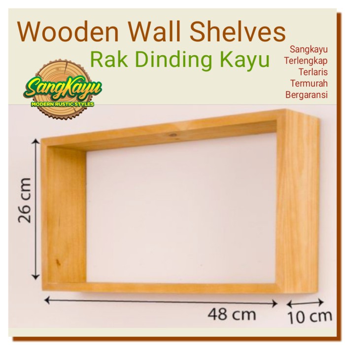 Rak dinding kayu 48x26x10cm Wooden rack shelves rak dinding unik