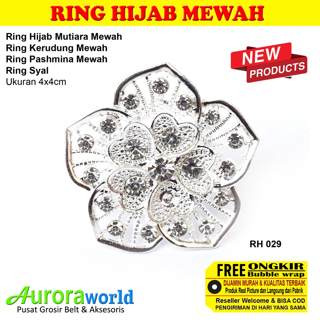 Auroraworld Ring Kerudung Ring Hijab Ring Syal Berlian Mutiara Mewah