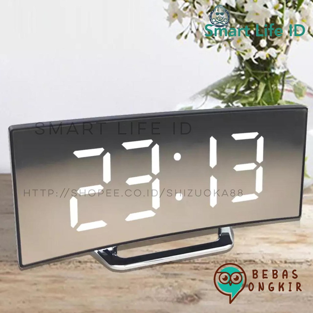 Jam Meja Digital Led Weker / Digital Alarm Clock Dekorasi Rumah Mirror 6507 DT-6507 WHITE