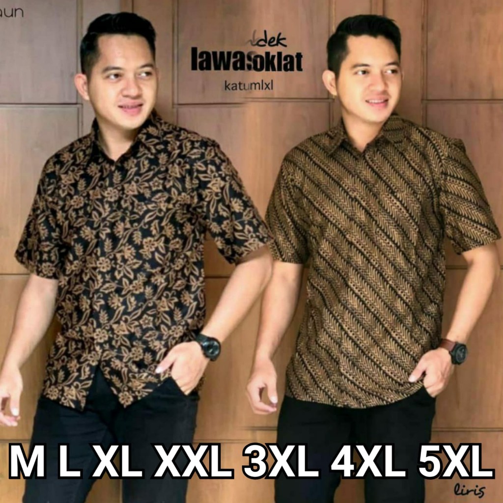 big sale kemeja batik pria lengan pendek baju batik pria m l xl xxl jumbo batik kantor modern murah