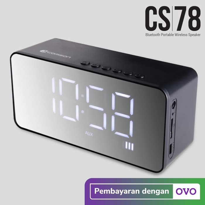 Comson Cs78 Speaker Portable Bluetooth Dengan Alarm Dan Jam Digital