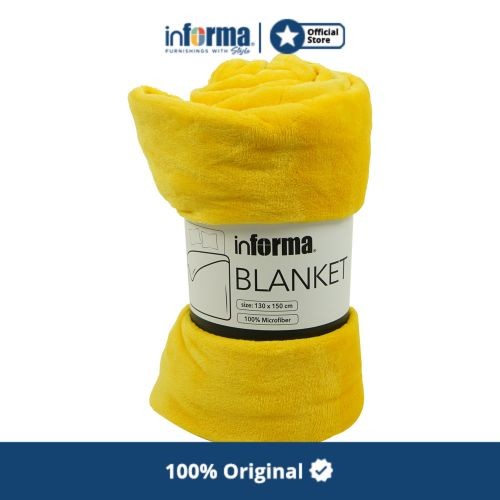 Selimut Dewasa Informa - Selimut - Blanket Microfiber Solid Yellow 130x150cm(J5H9) Selimut Tebal Lem