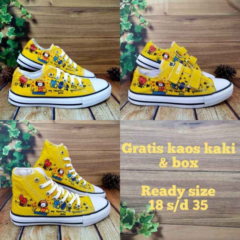 SEPATU ANAK USIA 1-10 TAHUN SEPATU CONVERSE ANAK BTS BT21 WARNA KUNING