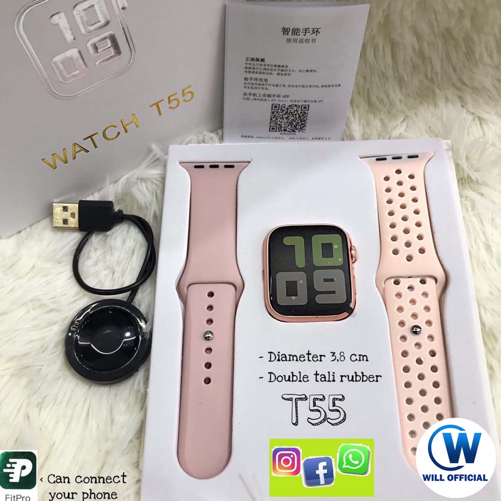 GROSIR 100%ORI COD JAM TANGAN Smartwatch T500 Smartwatch T55 Original DAPAT 2 TALI bisa telepon telp