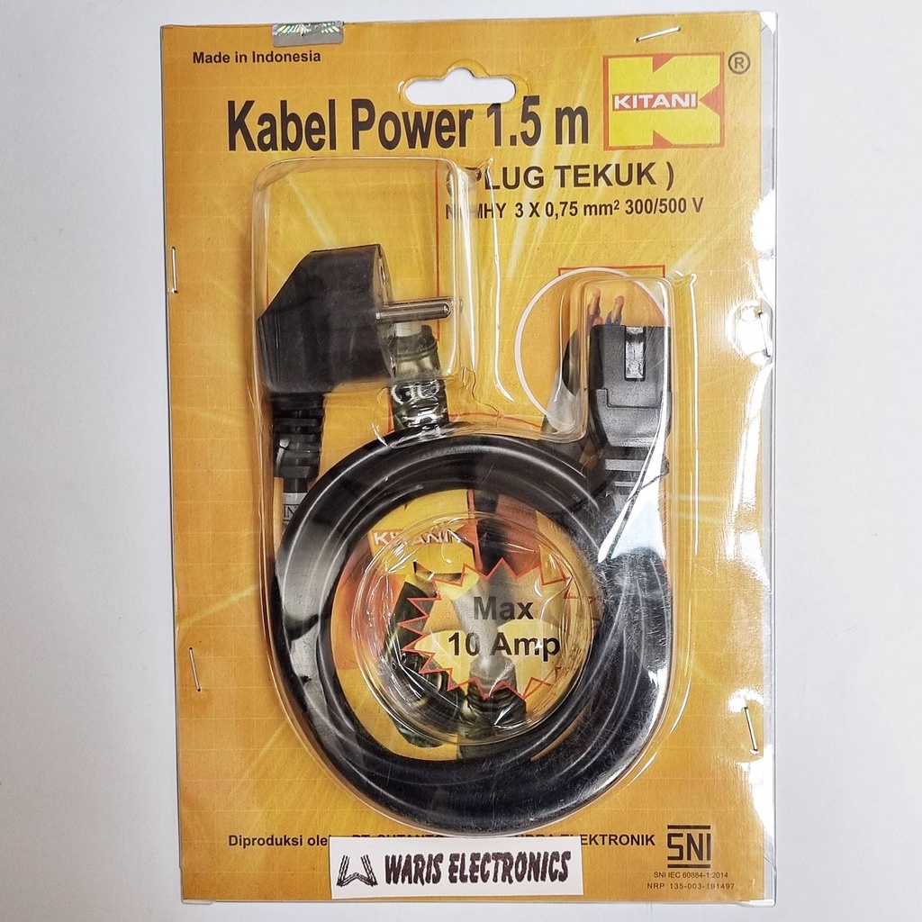 Kabel Power AC 3 Pin Komputer Kitani 1,5m 3X0,75