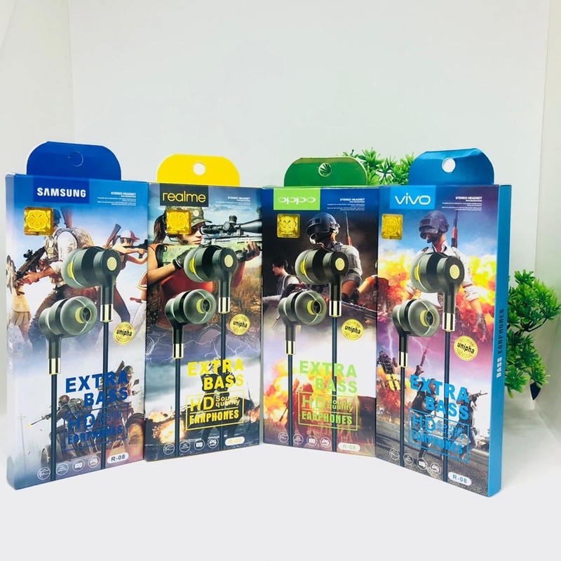 Handsfree All Brand R08 Super Extra Bass Packingan Mewah Promo Sen Handsfree Purebass