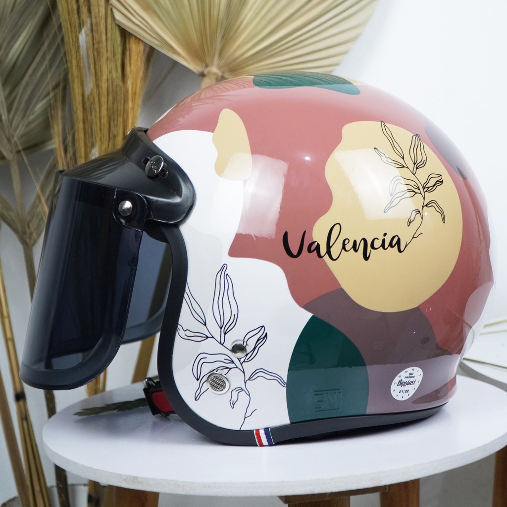 Helm Bogo Retro Dewasa Wanita Aesthetic Full Leher