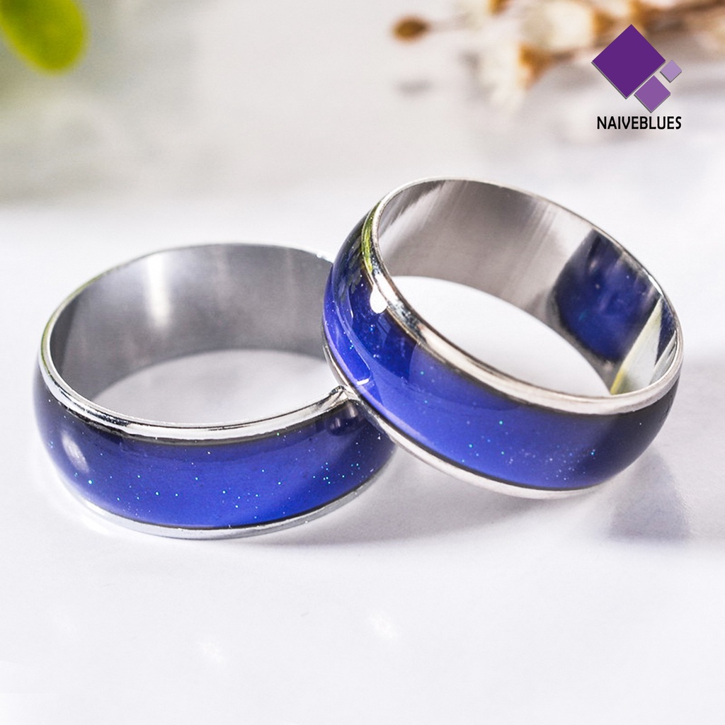 Naiveblue Cincin Mood Ring Berubah Warna Sesuai Suhu Bahan Baja Untuk Pasangan / Pria / Wanita