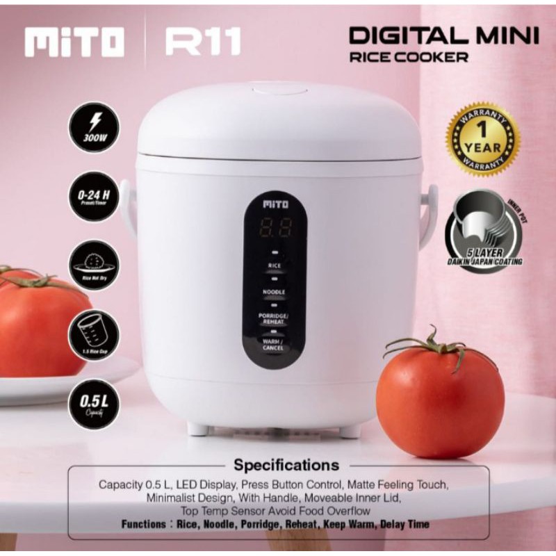 Mito R11 Rice Cooker Digital Mini 0,5 liter Japan Quality Free Paking Super Aman