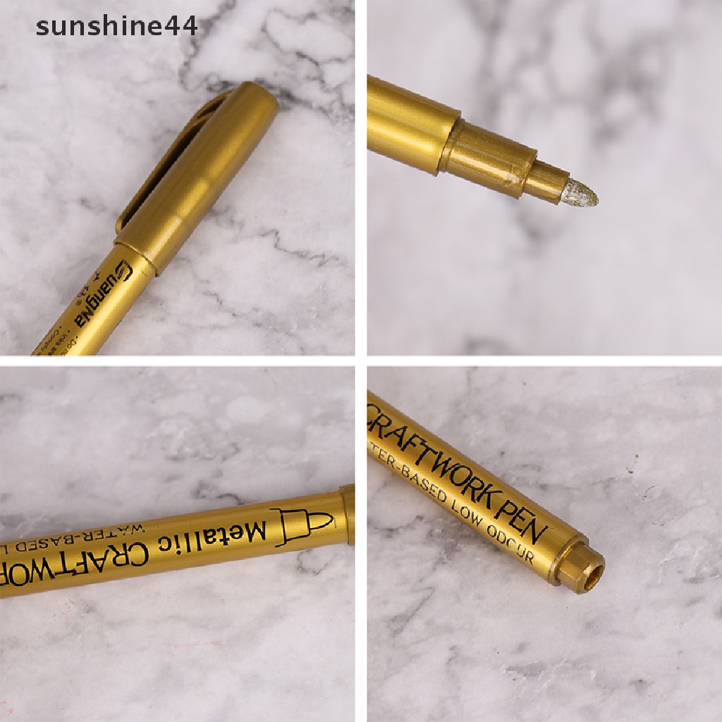 Sunshine Spidol Permanen Anti Air Warna Gold / Silver Untuk Menggambar DIY