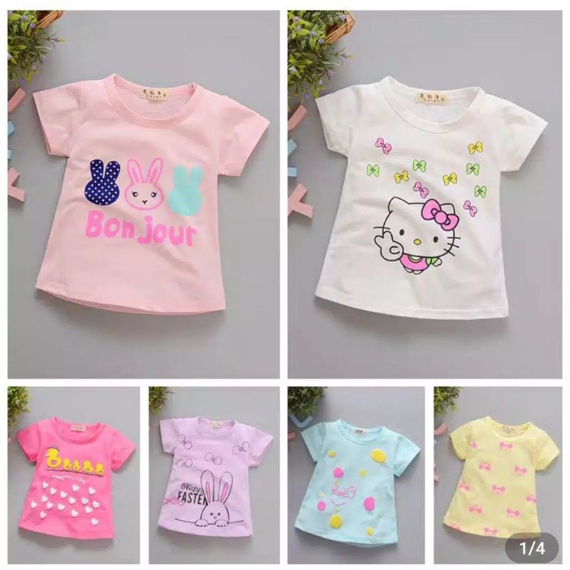 Atasan 100% import anak cewek-Kaos anak perempuan  usia 6 bulan - 2 thn