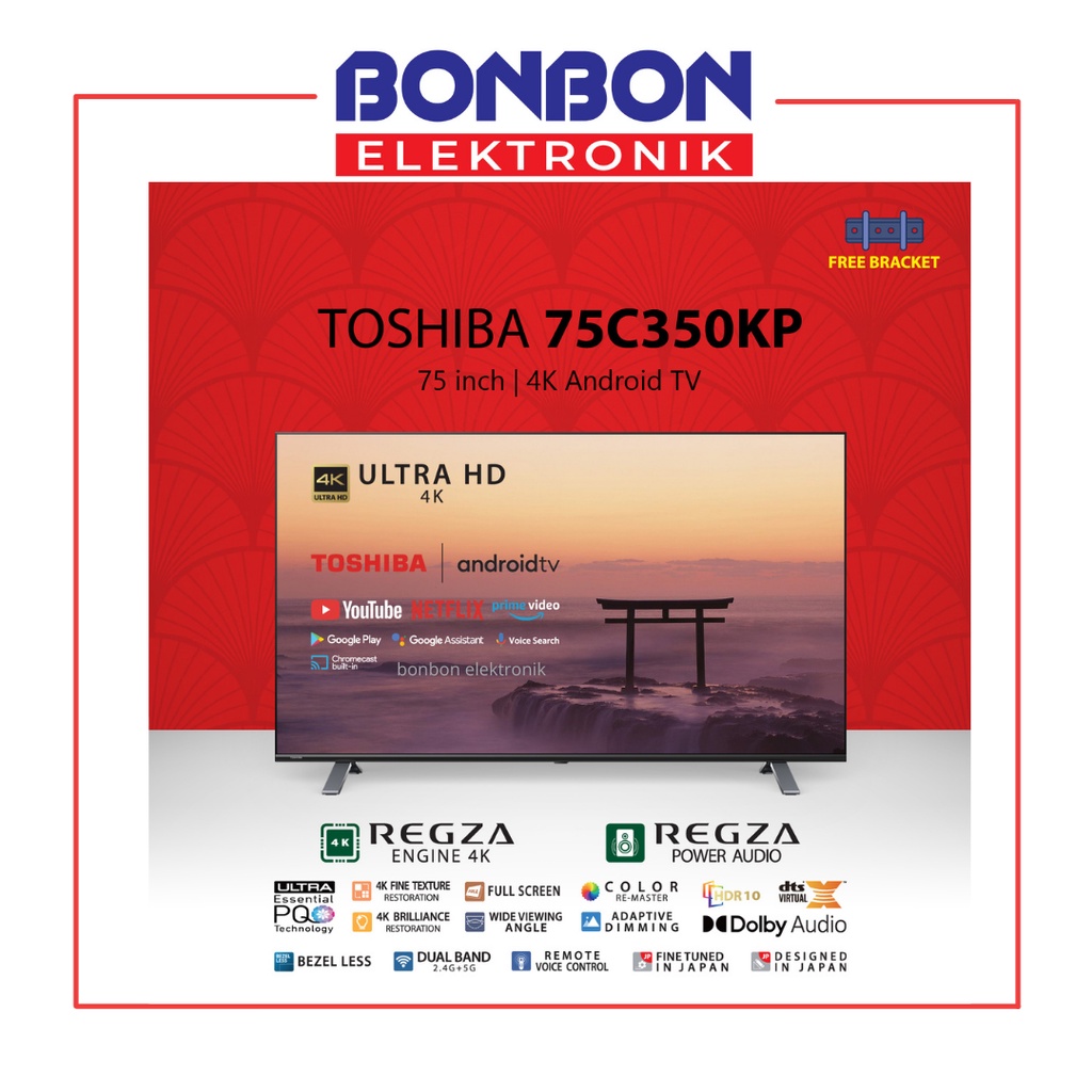 Toshiba LED Smart Android TV 75 Inch 75C350KP UHD 4K HDR