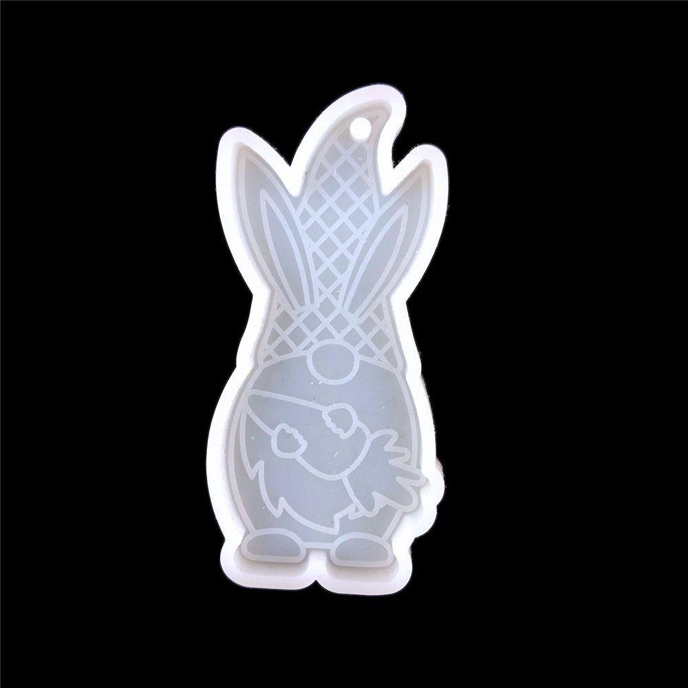 Lily Easter Rubbit Mold Candy Chocolate Resin Kerajinan Tag Gantung Cetakan Silikon Alat Kue Clay Mold Bunny Mold